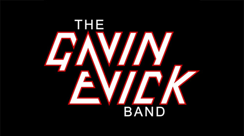 Band logo reading 'The Gavin Evick Band' in white and red-outlined letters on a black background.