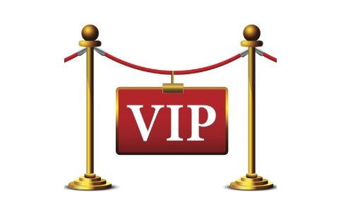 VIP sign hanging between gold rope barriers, indicating an exclusive area access